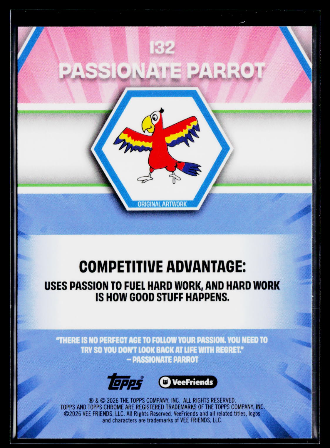 2026 Topps Chrome VeeFriends #132 Passionate Parrot Pink Refractor /250