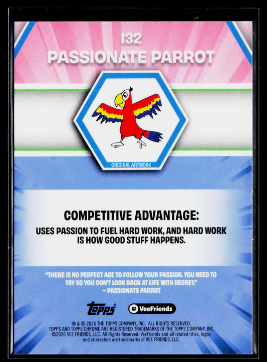 2026 Topps Chrome VeeFriends #132 Passionate Parrot Pink Refractor /250