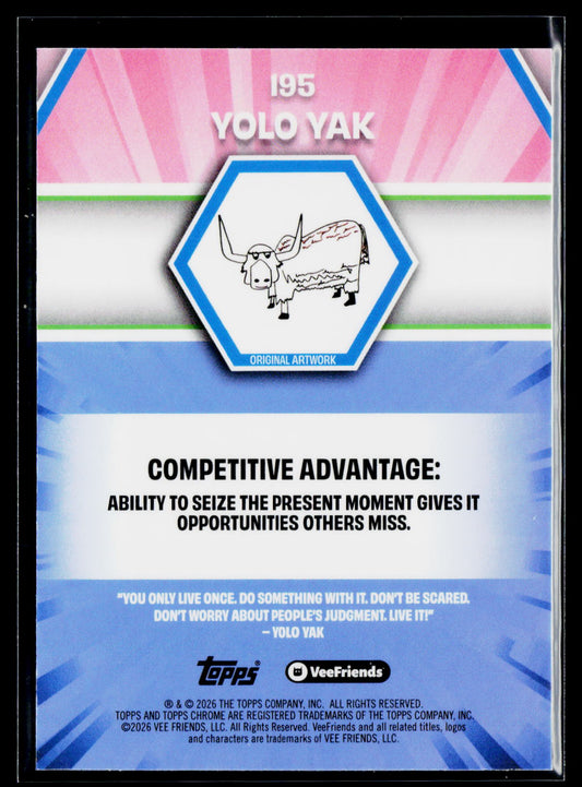 2026 Topps Chrome VeeFriends #195 Yolo Yak Yellow Refractor