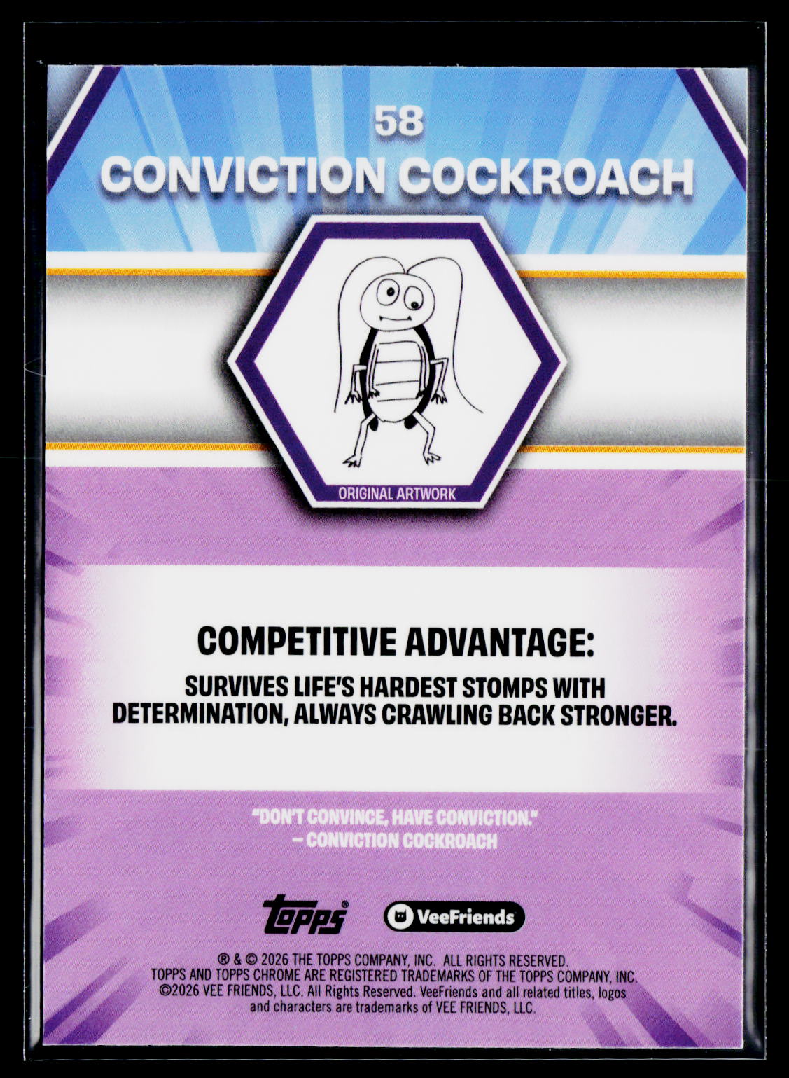 2026 Topps Chrome VeeFriends #58 Conviction Cockroach Yellow Refractor