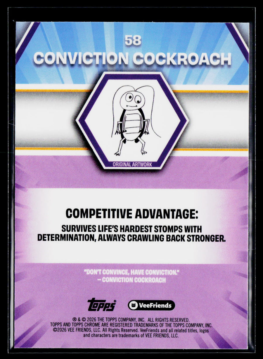 2026 Topps Chrome VeeFriends #58 Conviction Cockroach Yellow Refractor