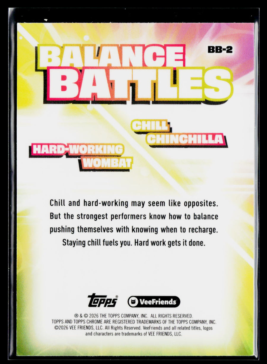 2026 Topps VeeFriends #BB-2 Chill Chinchilla Hard-Working Wombat Balance Battles