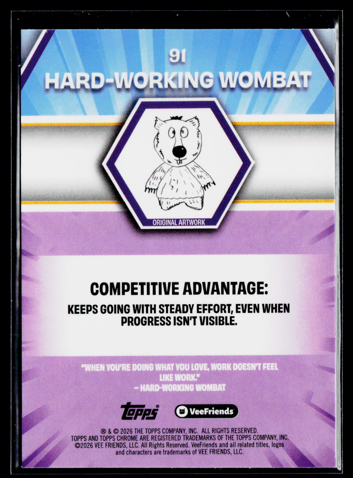 2026 Topps Chrome VeeFriends #91 Hard-Working Wombat
