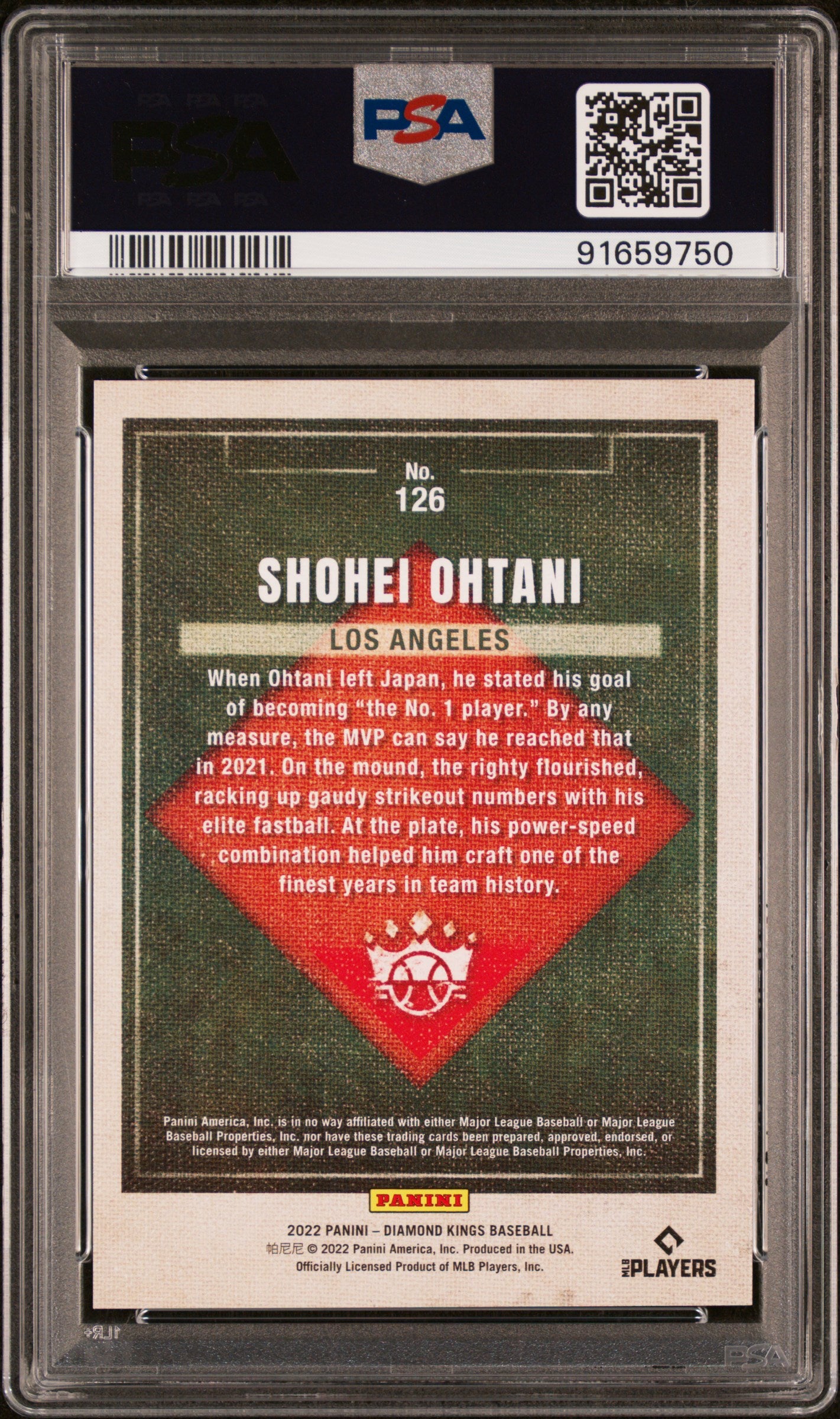 2022 Panini Diamond Kings #126 Shohei Ohtani Gray Frame PSA 10
