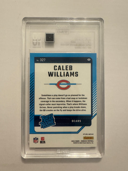 2024 Donruss 327 Caleb Williams Optic Rated RC Red and Green TAG 10