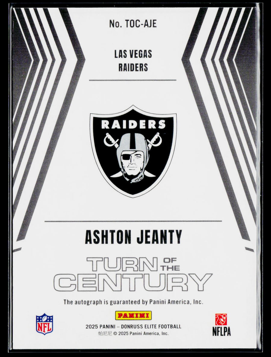 2025 Donruss Elite #TOC-AJE Ashton Jeanty Turn of the Century Auto Orange #/199