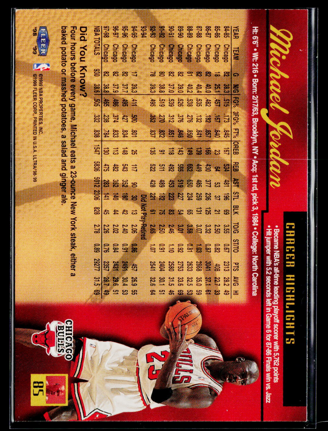 1998-99 Ultra #85 Michael Jordan