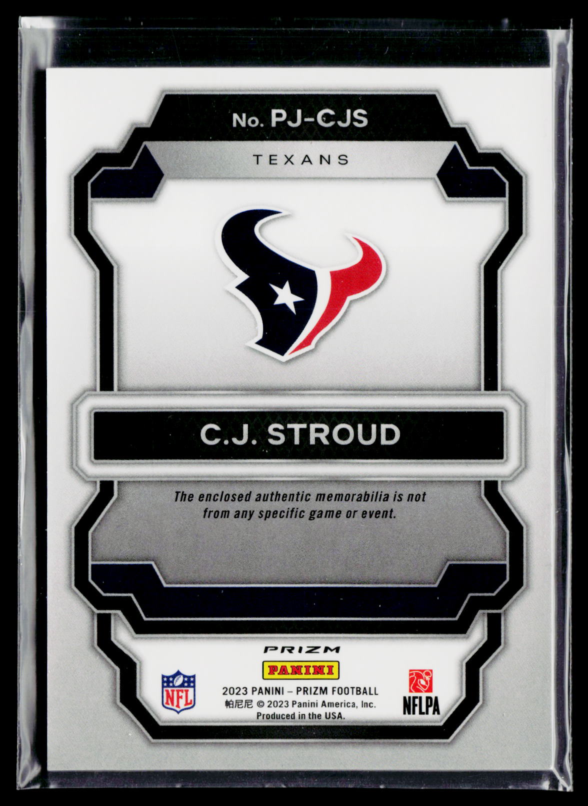 2023 Panini Prizm #PJ-CJS C.J. Stroud Premier Jerseys Purple Pulsar