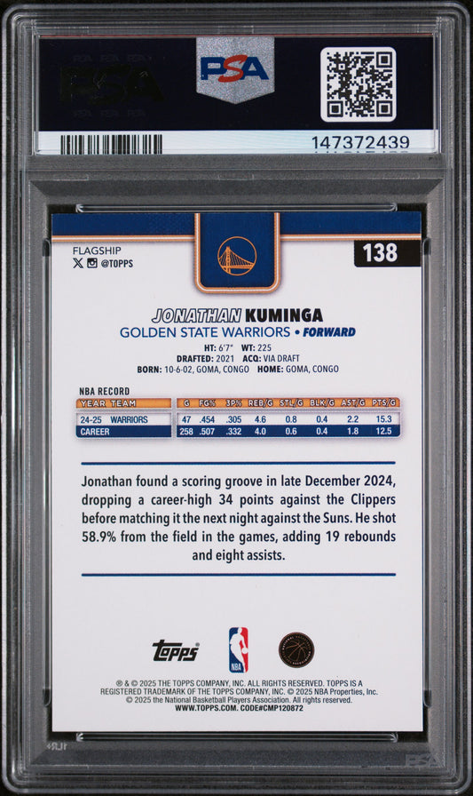 2025 Topps #138 Jonathan Kuminga Season Tip Off Green Flbrd PSA 9