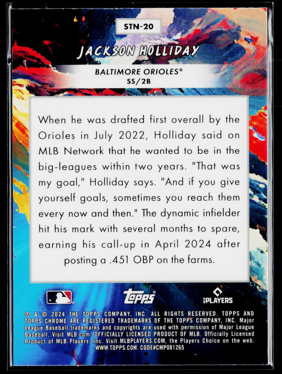 2024 Topps Chrome Cosmic #STN-20 Jackson Holliday Stars in the Night