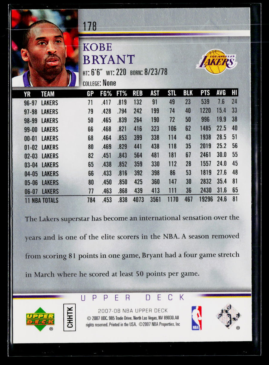 2007-08 Upper Deck #178 Kobe Bryant