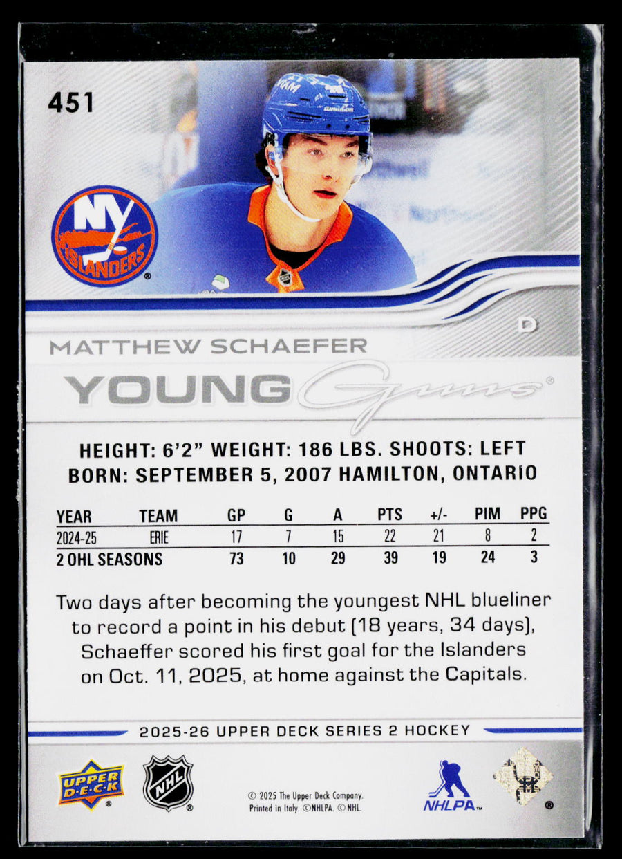 2025-26 Upper Deck #451 Matthew Schaefer