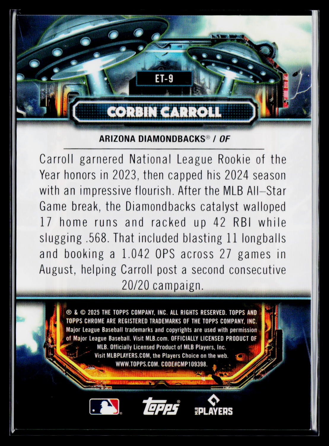 2025 Topps Chrome Cosmic ET-9 Corbin Carroll Gold Interstellar Refractor /50
