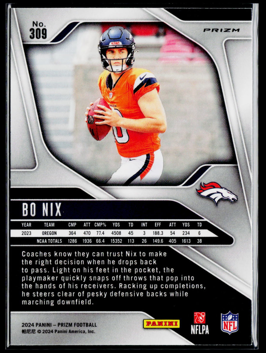 2024 Panini Prizm #309 Bo Nix Lazer