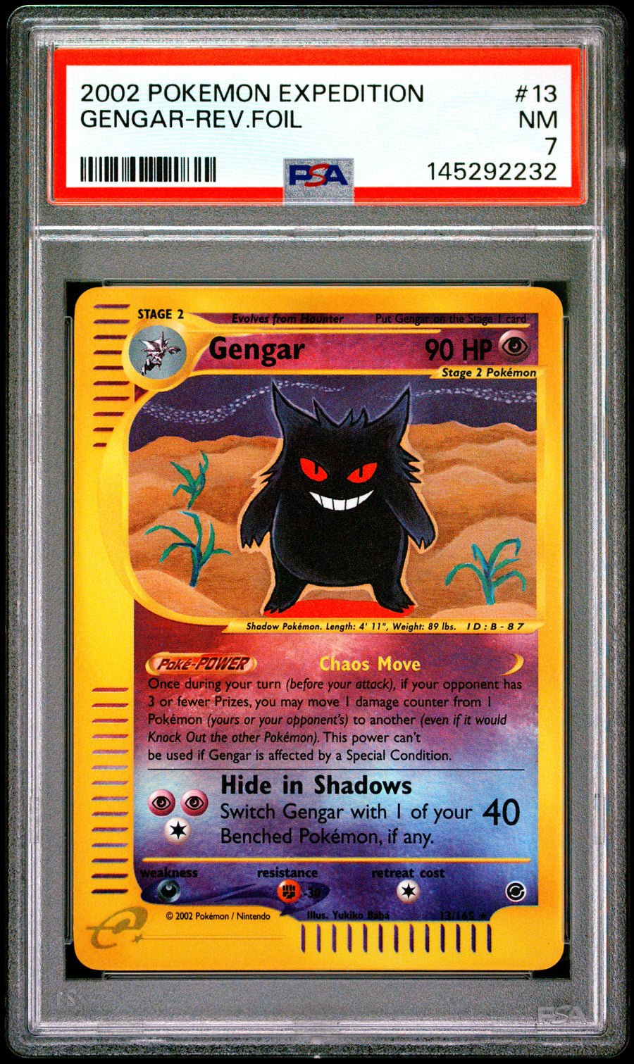 2002 Pokemon Expedition #13 Gengar-Rev.Foil PSA 7
