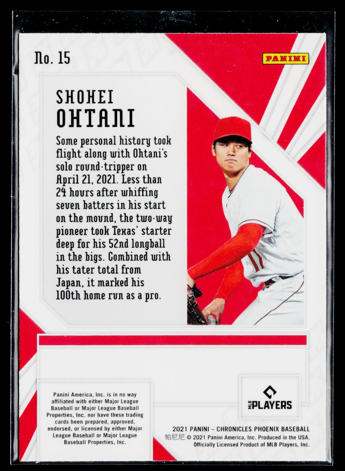 2021 Panini Chronicles #15 Shohei Ohtani Phoenix Purple Velocity