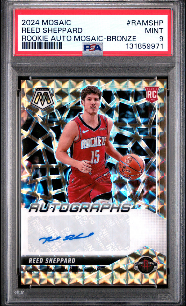 2024 Panini Mosaic Rookie Autographs Mosaic RAM-SHP Reed Sheppard Bronze PSA 9