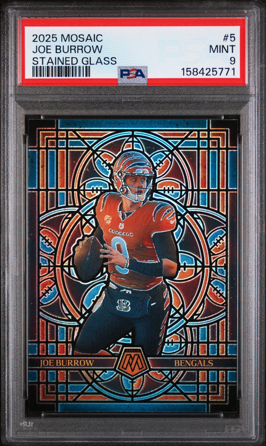 2025 Panini Mosaic Stained Glass #5 Joe Burrow PSA 9