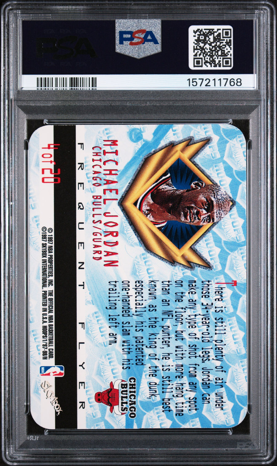 1997 Hoops Frequent Flyer Club #4 Michael Jordan Frequent Flyer Club PSA 6