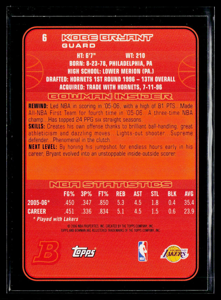 2006-07 Bowman #6 Kobe Bryant