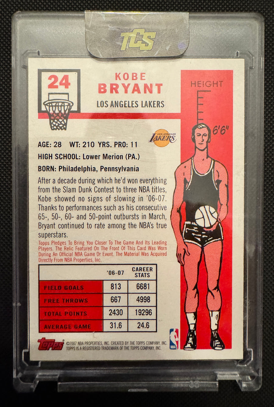 2007-08 Topps #24 Kobe Bryant 1957-58 Variations Relic