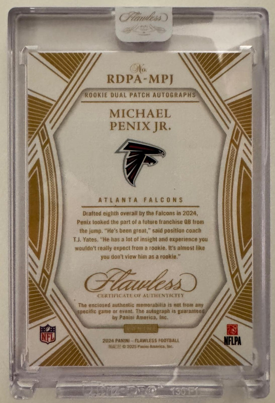 2024 Panini Flawless RDPA-MPJ Michael Penix Jr. RC Dual Patch Autograph /15