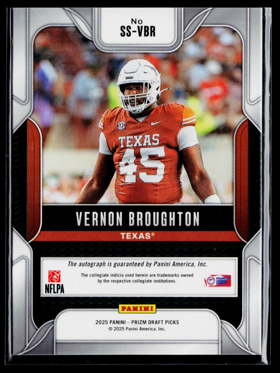 2025 Panini Prizm Draft Pick SS-VBR Vernon Broughton Sensational Signatures Auto