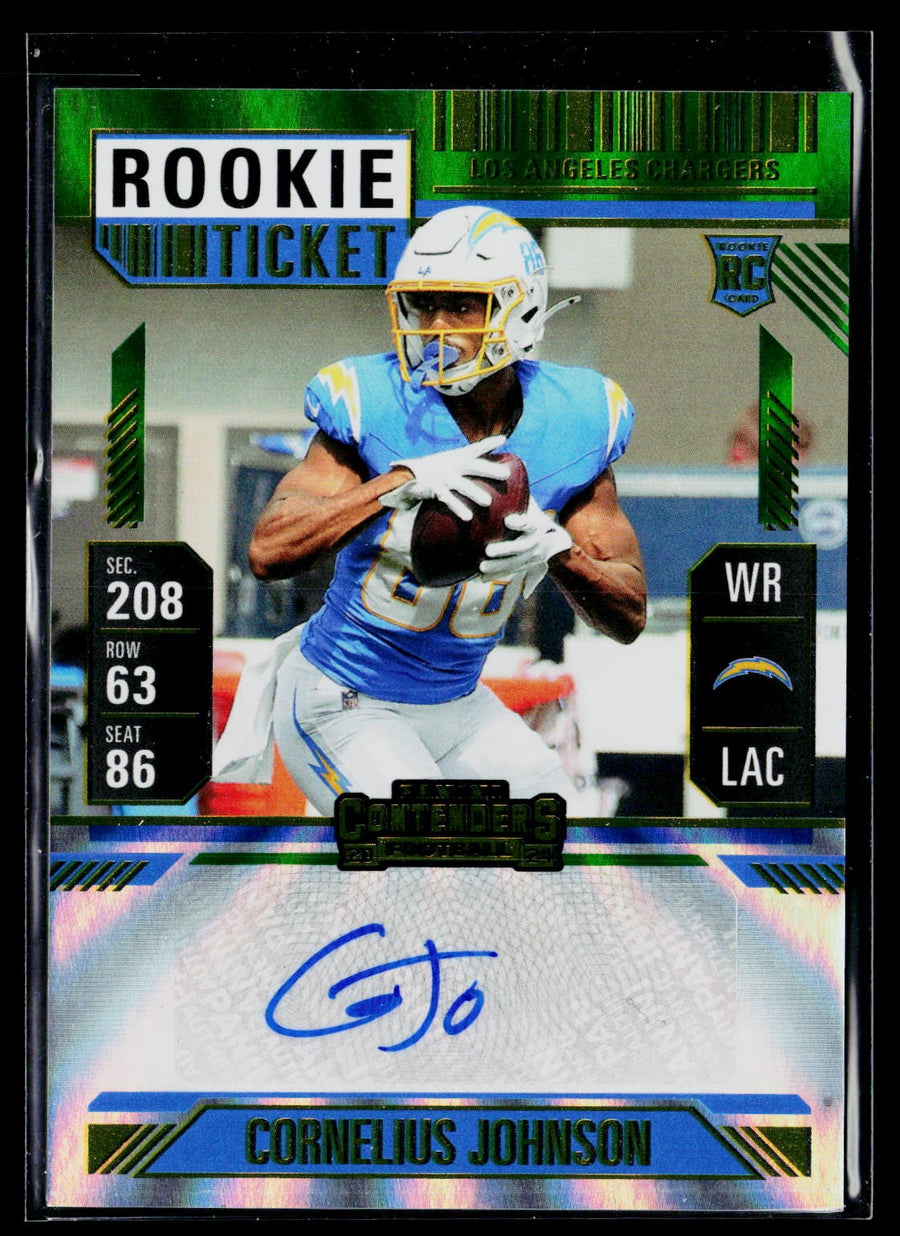2024 Contenders #226 Cornelius Johnson Opening Kickoff Green Laser Auto RC