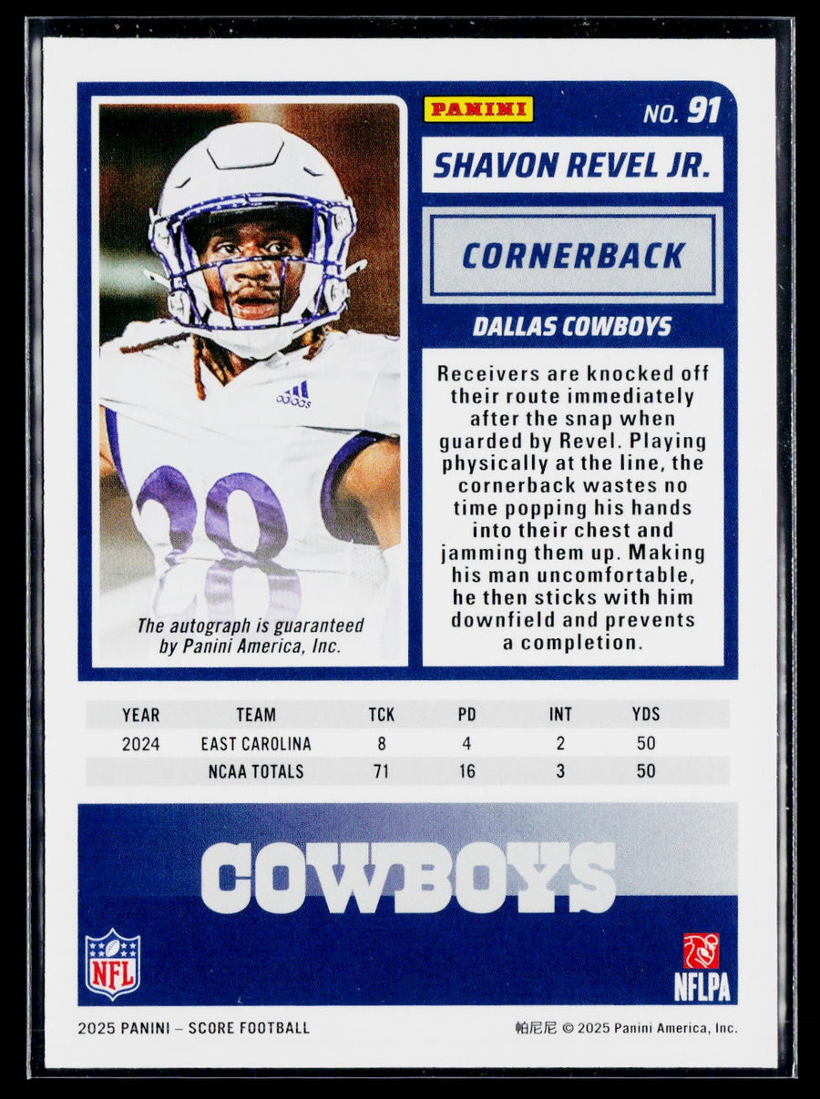 Score 2025 Score 91 Shavon Revel Jr. Base Rookie Signatures Green / AU