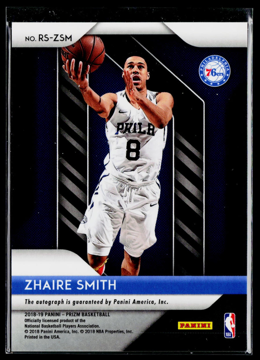 Prizm 2018-19 Panini Prizm RS-ZSM Zhaire Smith Rookie Signatures / AU