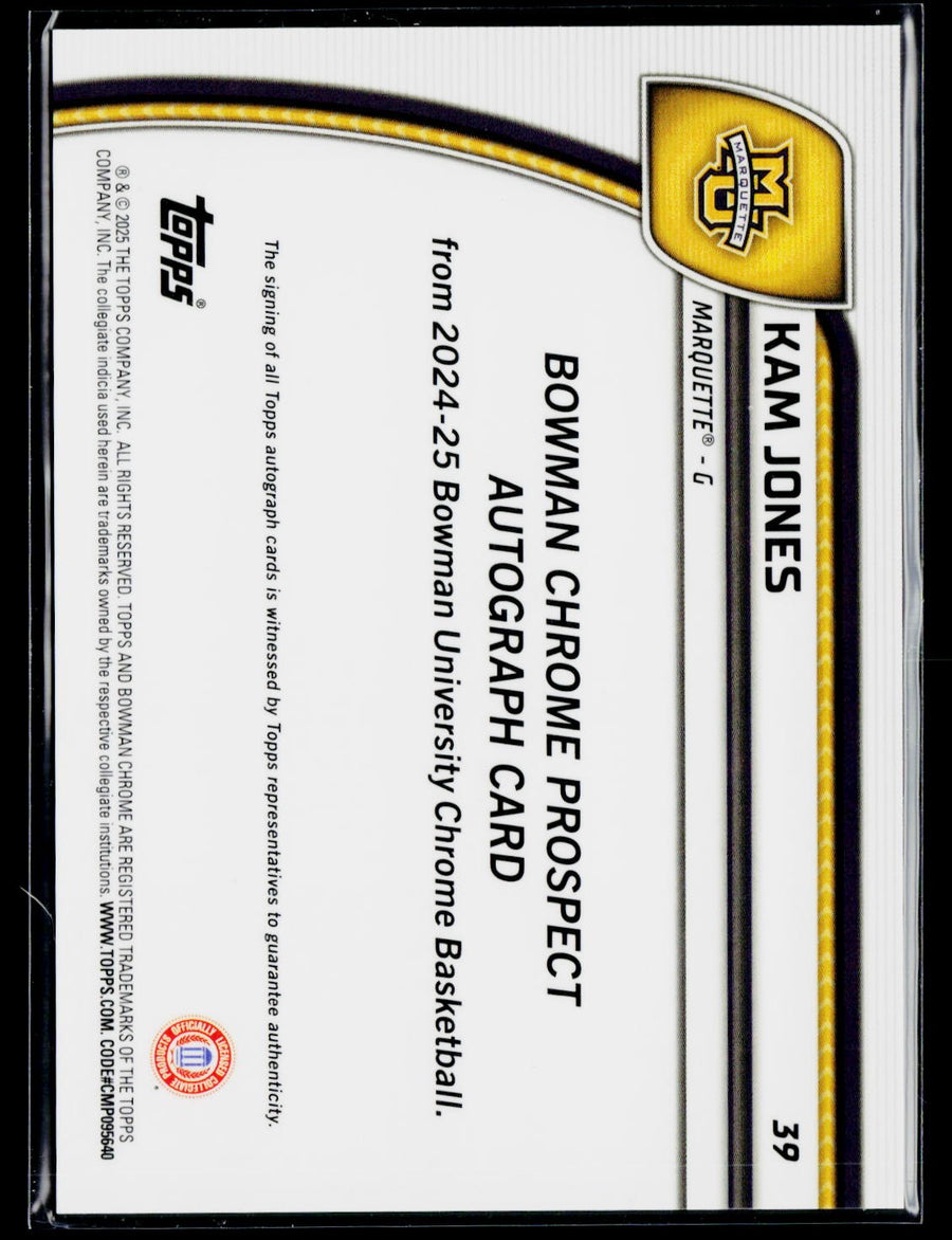 2024-25 Bowman U Chrome #39 Kam Jones Green Shimmer Refractor Auto