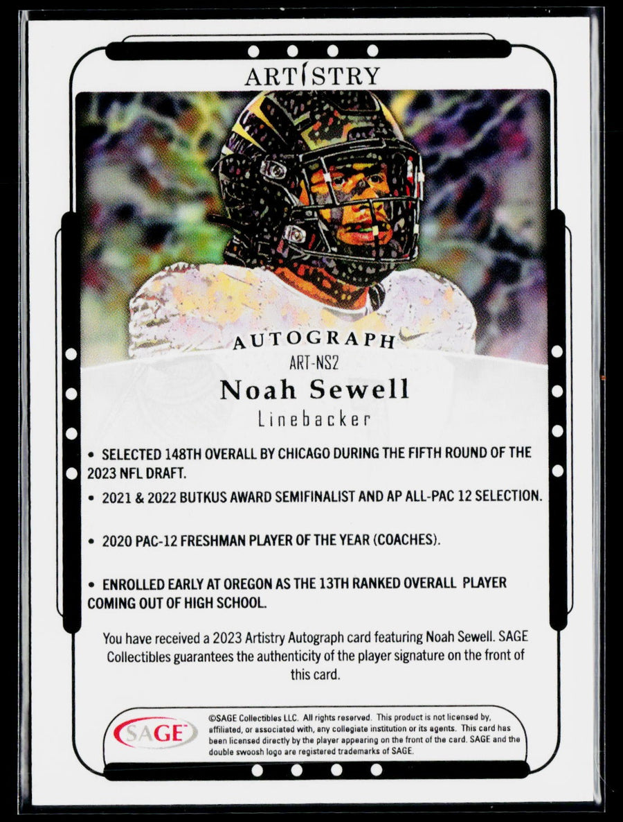 Sage 2023 SAGE Artistry ART-NS2 Noah Sewell Autographs / AU