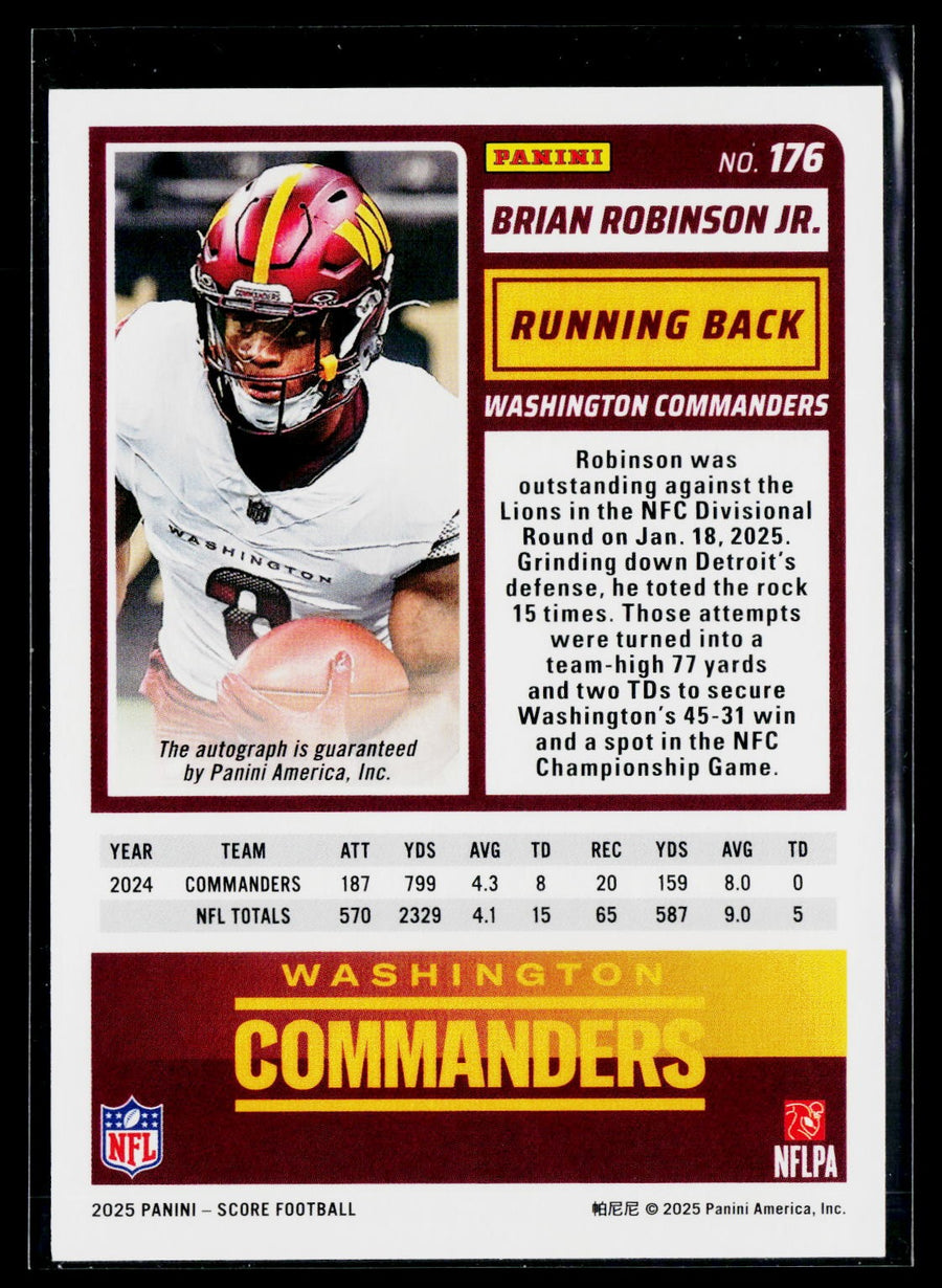 Score 2025 Score 176 Brian Robinson Jr. Base Signatures / AU