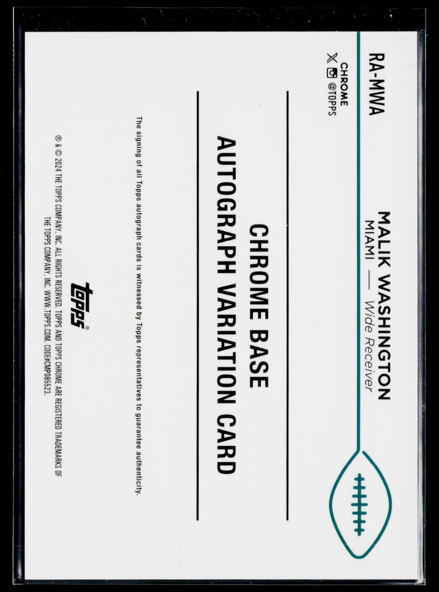 Topps 2024 Topps Chrome RA-MWA Malik Washington Rookie Autographs / AU