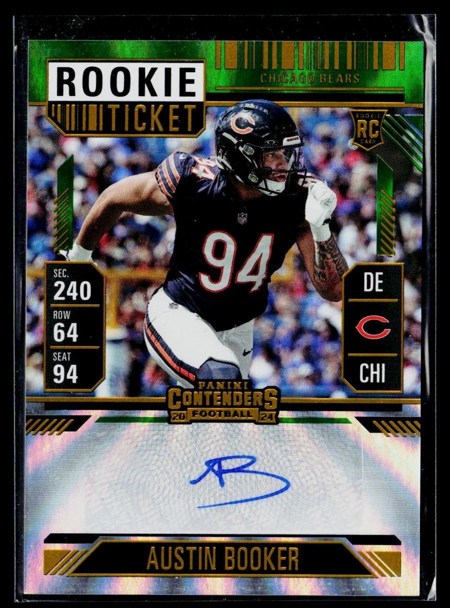 2024 Panini Contenders #298 Austin Booker Opening Kickoff Green Laser Auto RC