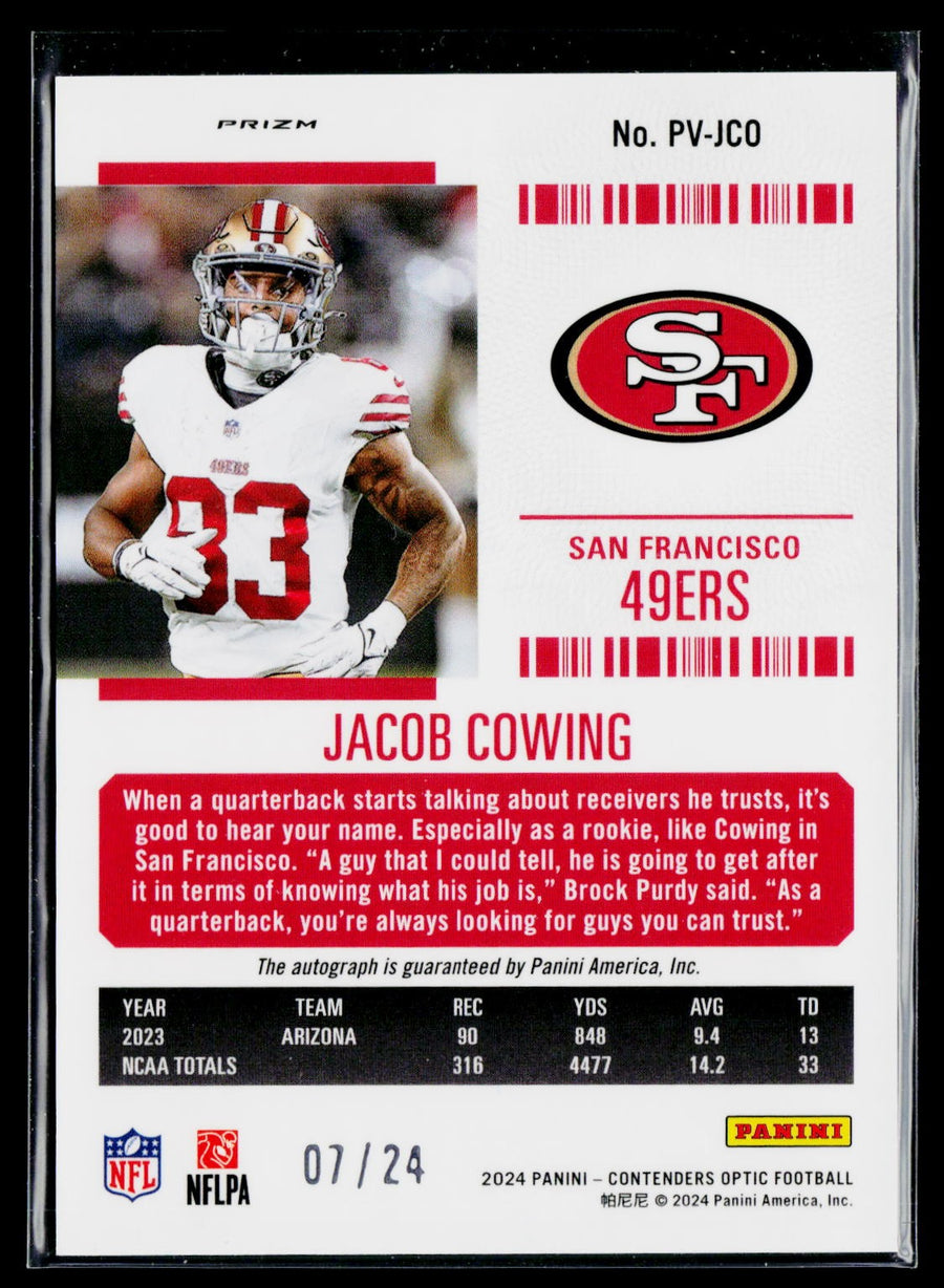 2024 Contenders Optic PV-JCO Jacob Cowing Rookie Ticket Variation Auto /24 RC