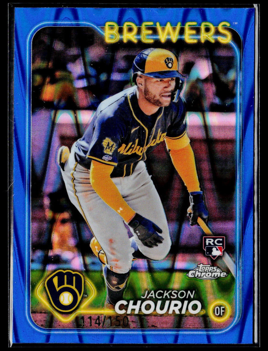 Topps 2024 Topps Chrome 161 Jackson Chourio Blue Raywave Refractor /#/150