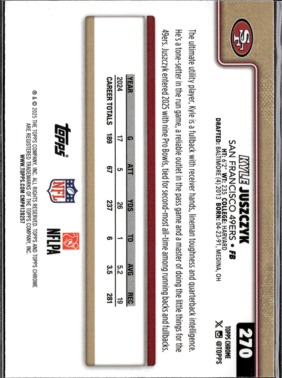 2025 Topps Chrome #270 Kyle Juszczyk