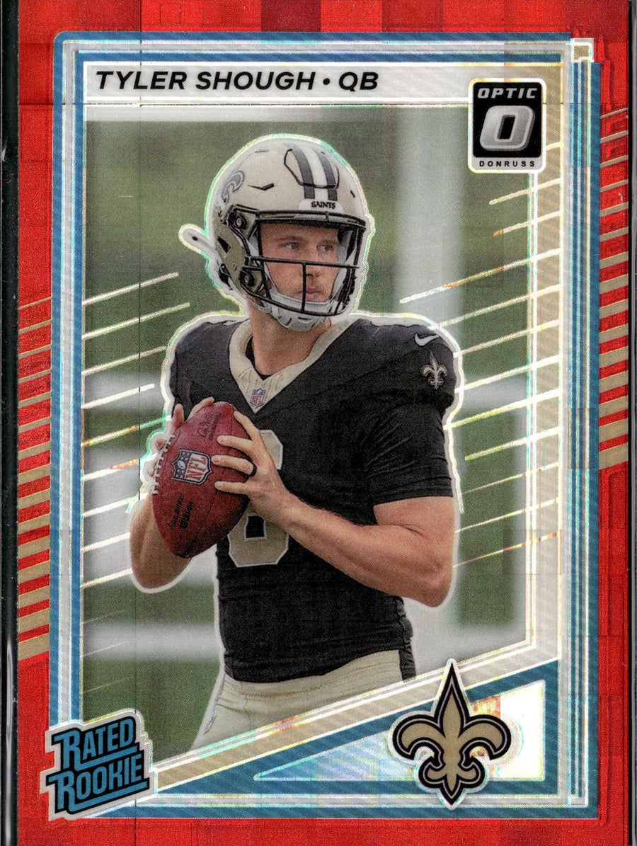 2025 Donruss #304 Tyler Shough Optic Rated Rookies Preview Red Pandora