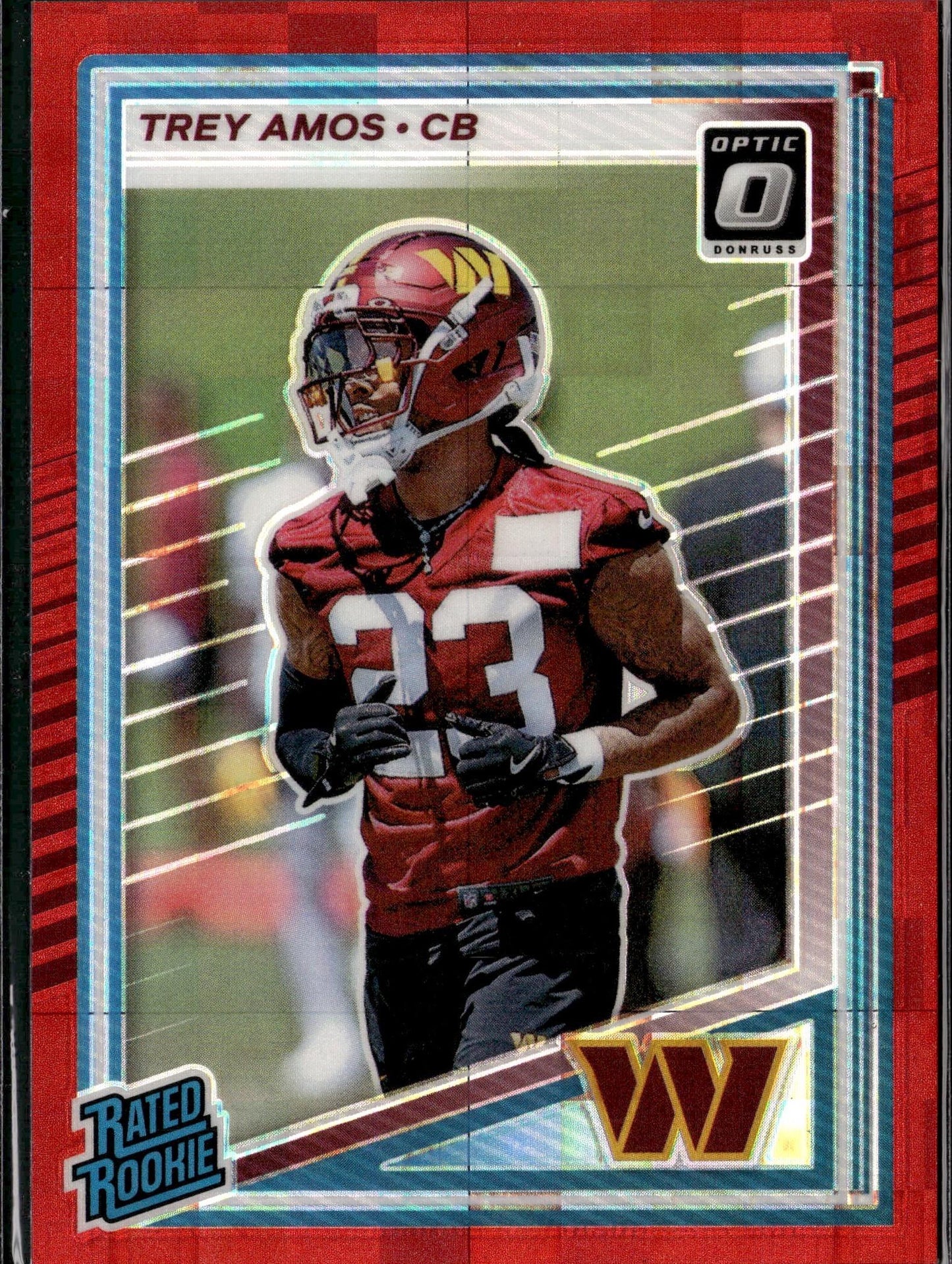 2025 Donruss #369 Trey Amos Optic Rated Rookies Preview Red Pandora