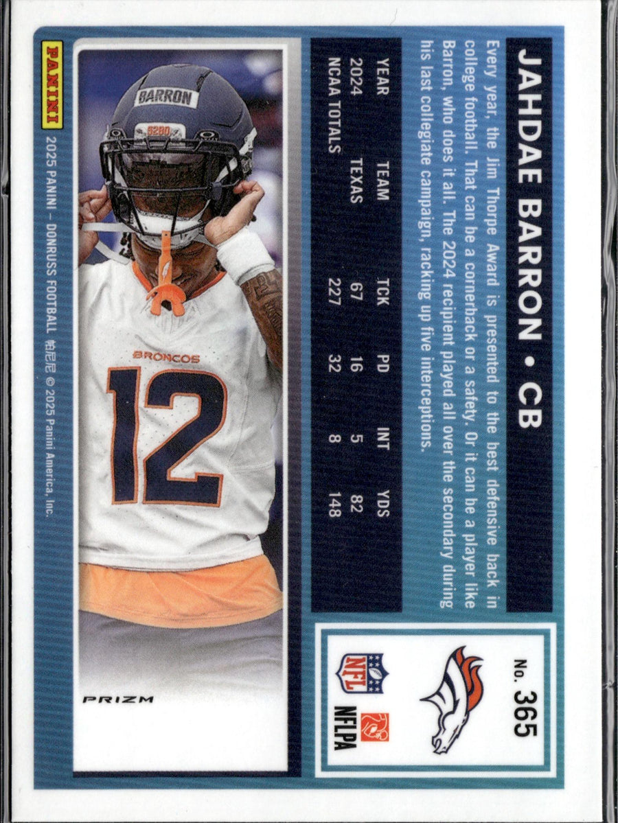 2025 Donruss Optic #207 Jahdae Barron Rated Rookies Autographs Holo #/199