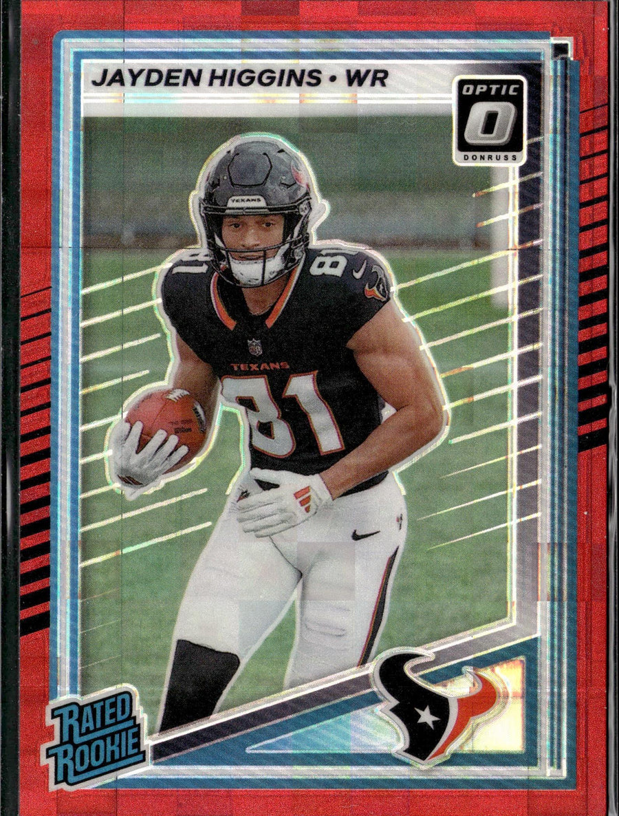 2025 Donruss #334 Jayden Higgins Optic Rated Rookies Preview Red Pandora