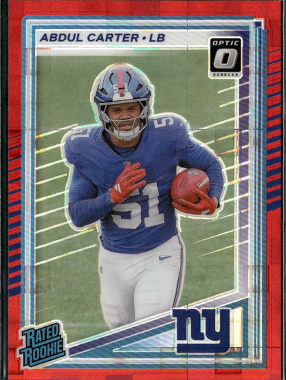 2025 Donruss #315 Abdul Carter Optic Rated Rookies Preview Red Pandora