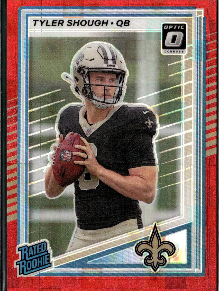 2025 Donruss #304 Tyler Shough Optic Rated Rookies Preview Red Pandora