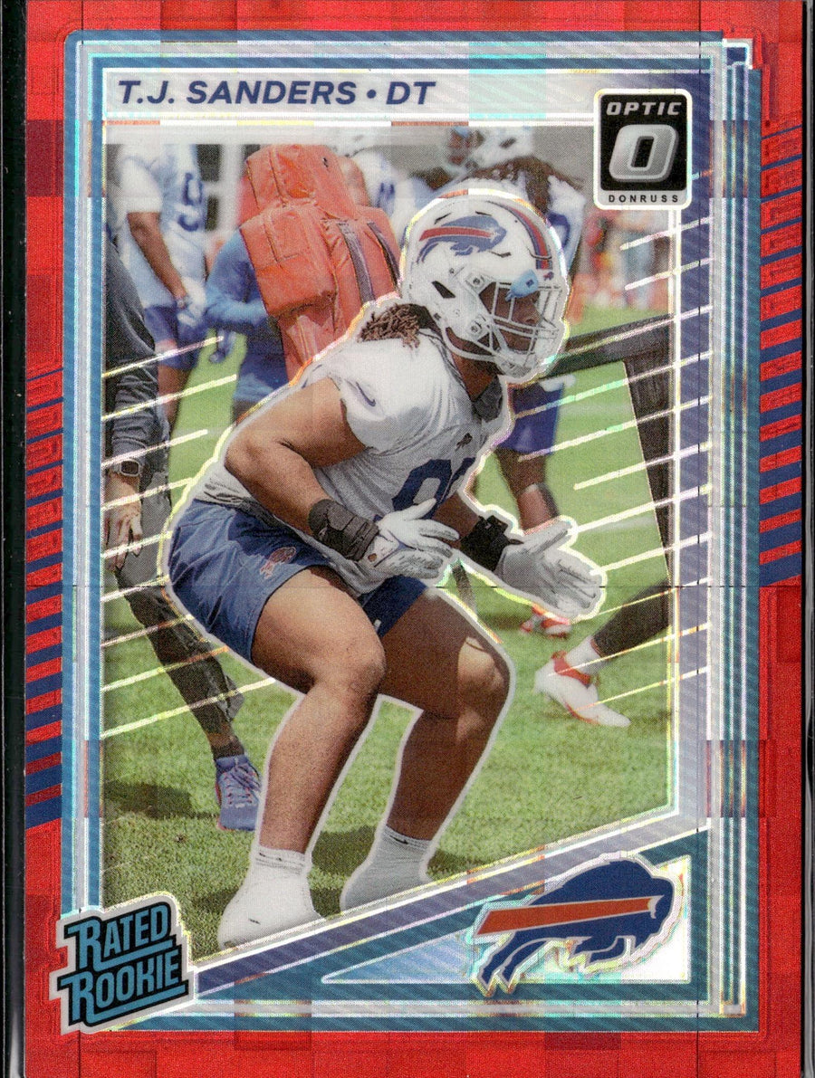 2025 Donruss #351 T.J. Sanders Optic Rated Rookies Preview Red Pandora