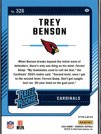 2024 Donruss #326 Trey Benson Optic Rated Rookies Preview Red Pandora
