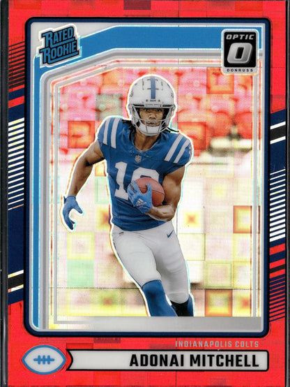 2024 Donruss #343 Adonai Mitchell Optic Rated Rookies Preview Red Pandora