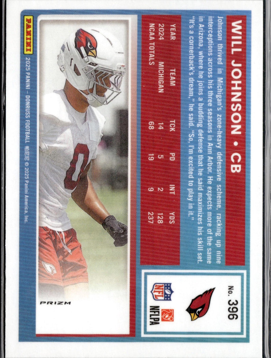 2025 Donruss Optic #247 Will Johnson Purple Shock