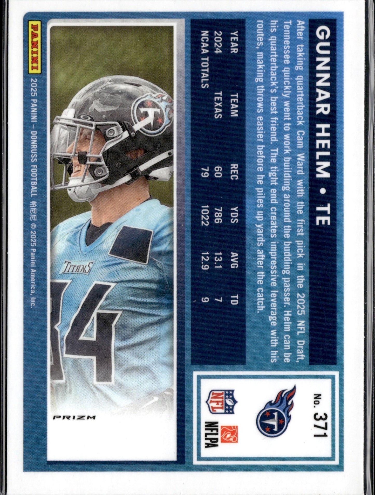 2025 Donruss #371 Gunnar Helm Optic Rated Rookies Preview Red Pandora