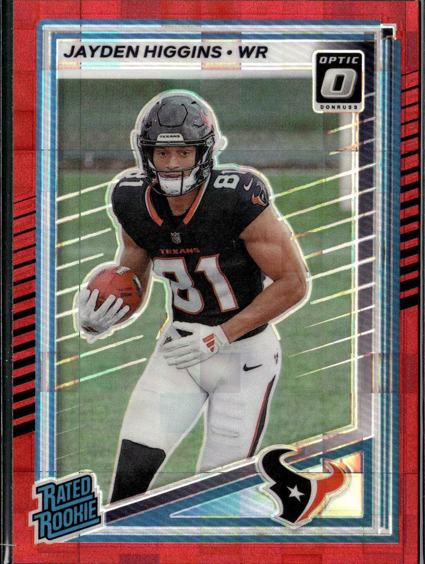 2025 Donruss #334 Jayden Higgins Optic Rated Rookies Preview Red Pandora